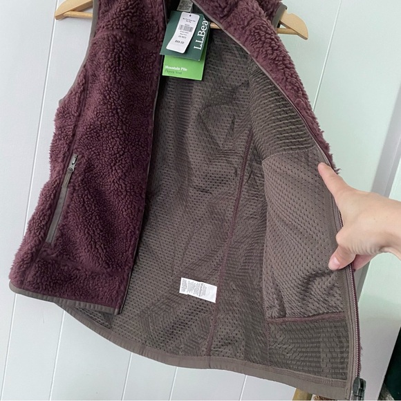 NWT LL Bean Mountain Pile Fleece Vest Sherpa Black Plum Purple Gorpcore Teddy - Picture 4 of 8